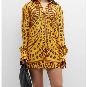 Altuzarra Deka Printed Lace-Up Oversized Top
